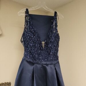 Elegant Navy Blue Sequin Dress